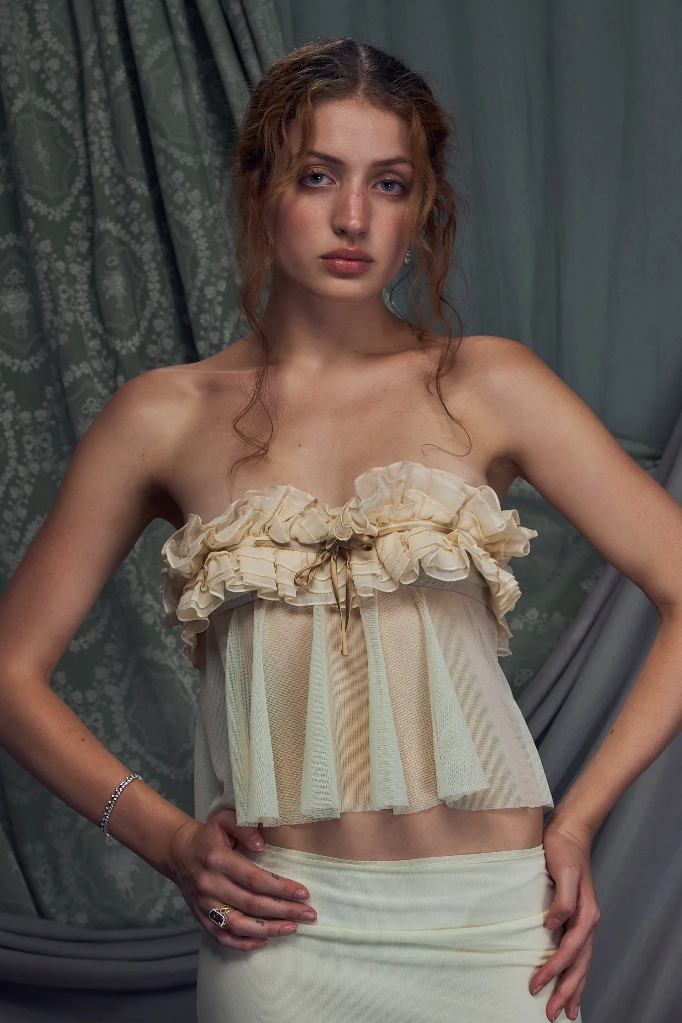 Dolly Strapless Top Butter sold by Mirror Palais