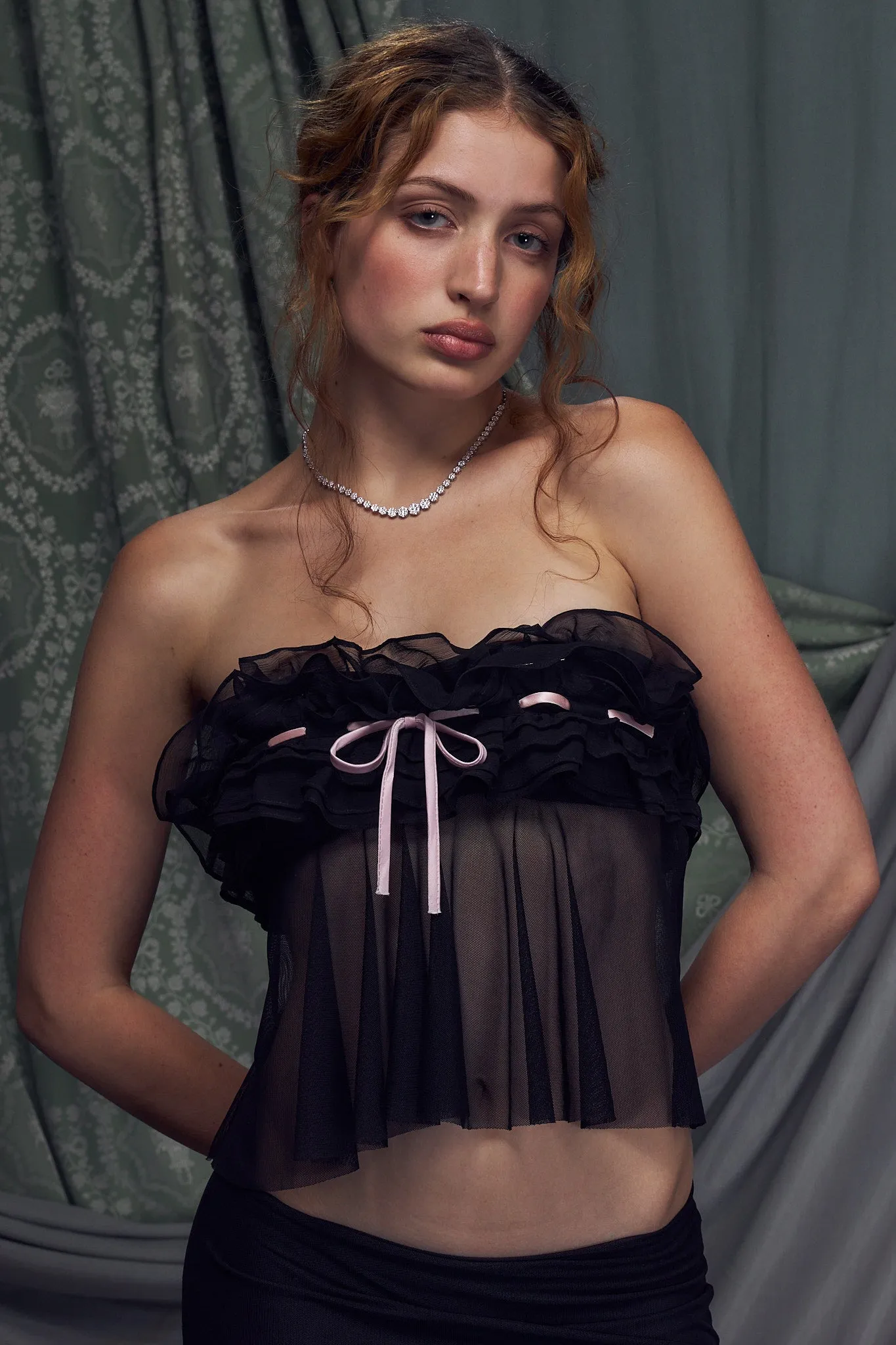 Dolly Strapless Top in Noir sold by Mirror Palais