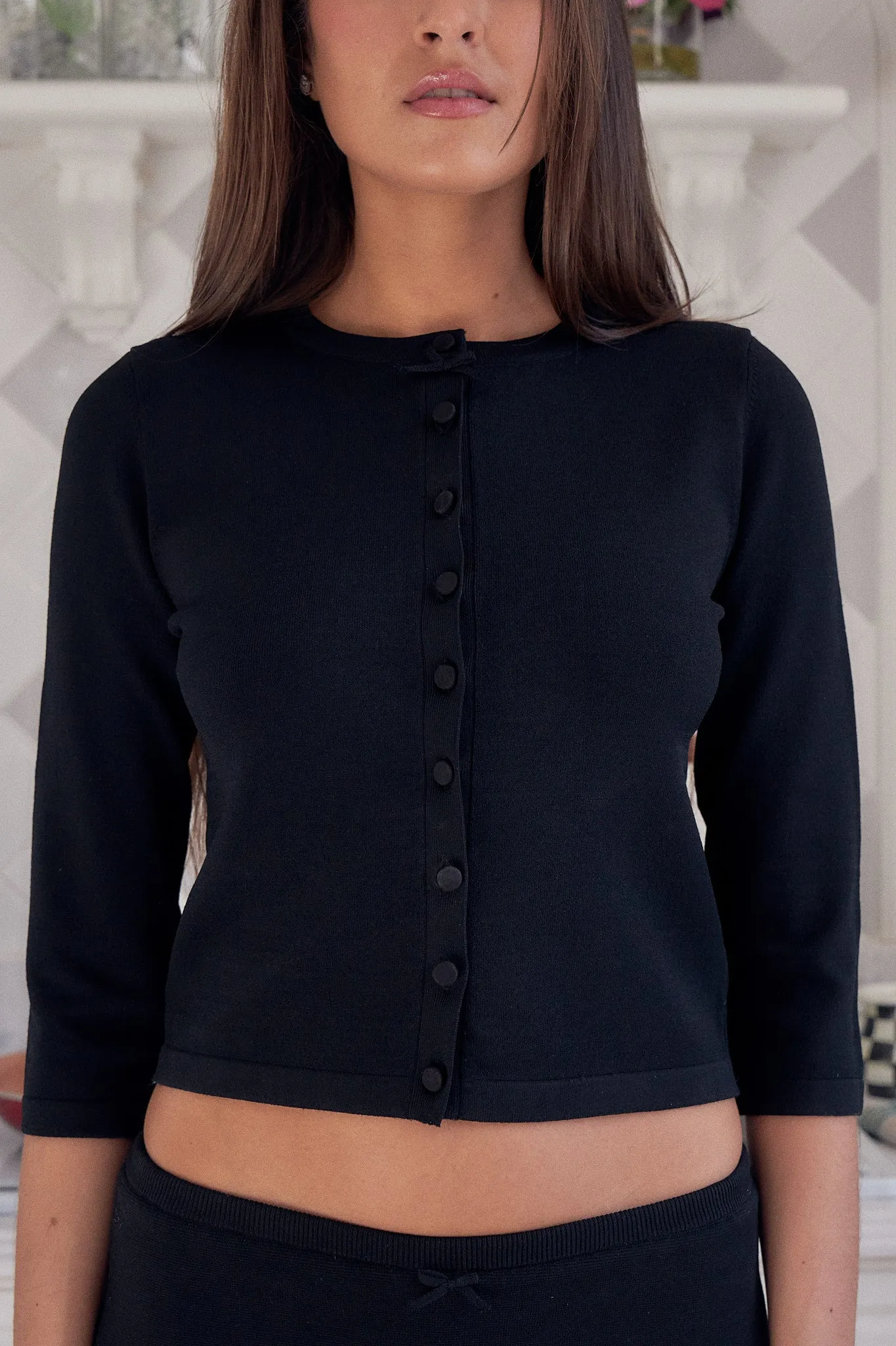 The Knit Cardigan in Noir sold by Mirror Palais product image thumbnail 2