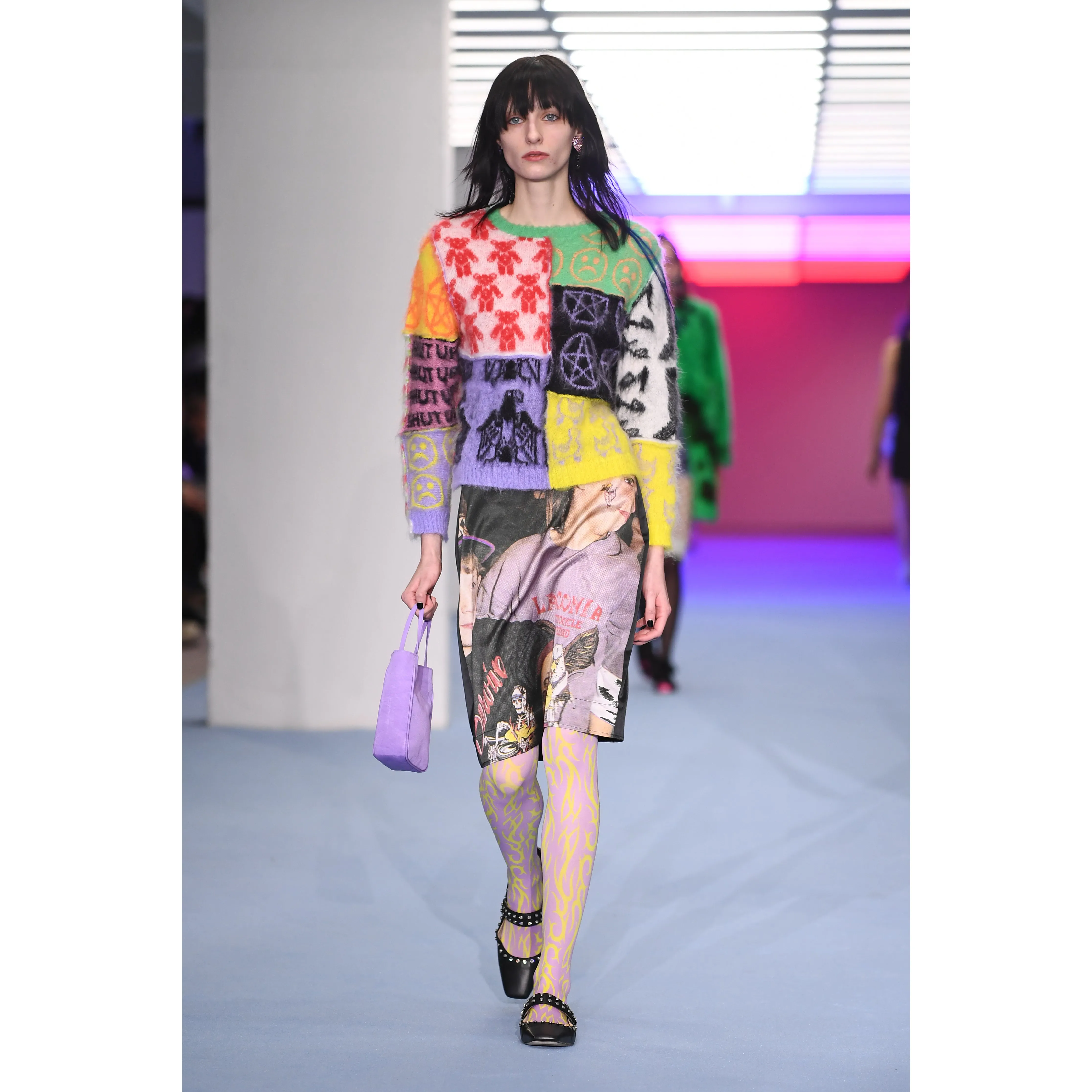 LILAC AND YELLOW TATTOO TIGHTS sold by Ashley Williams product image thumbnail 3