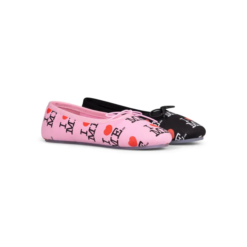 BLACK & PINK I HEART ME MELODY FLATS made by Ashley Williams