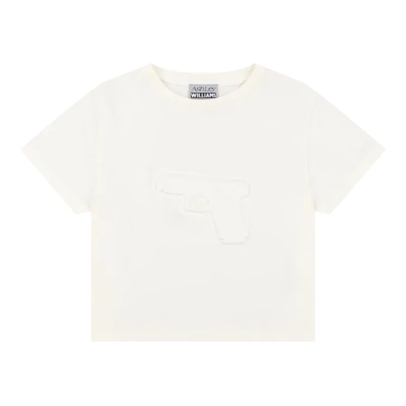 EMBOSSED GUN CROPPED T-SHIRT sold by Ashley Williams
