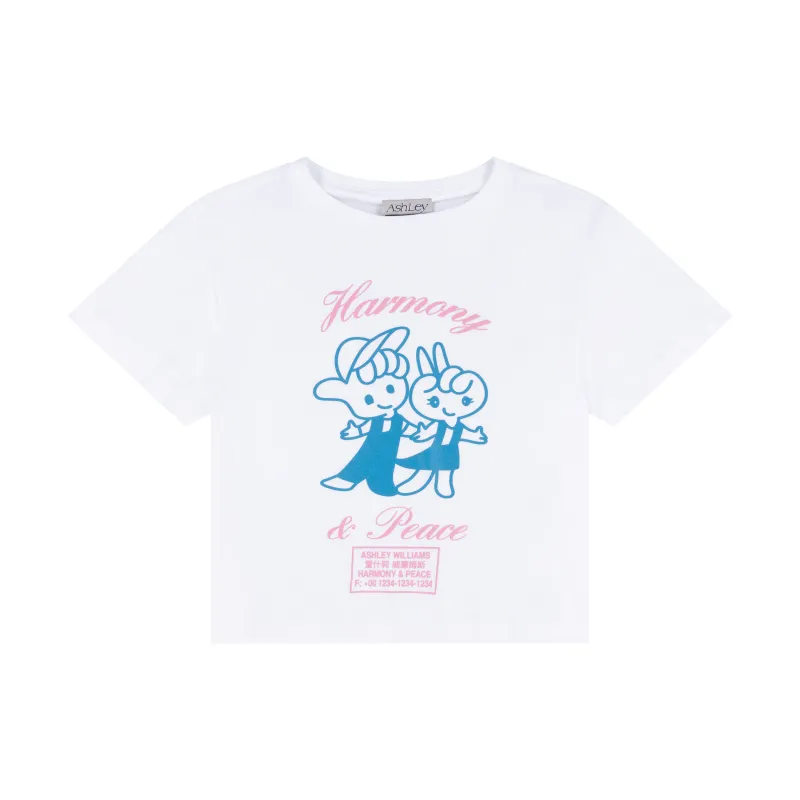 CROPPED T-SHIRT / HARMONY & PEACE - WHITE sold by Ashley Williams