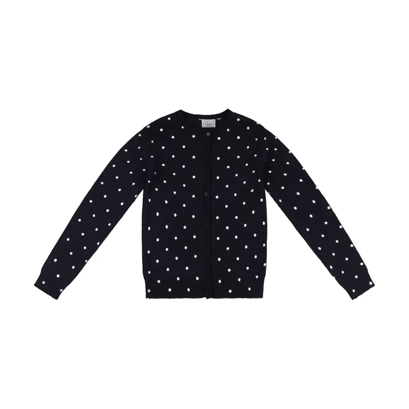 WHITE POLKA DOT MOLLY KNIT CARDIGAN made by Ashley Williams