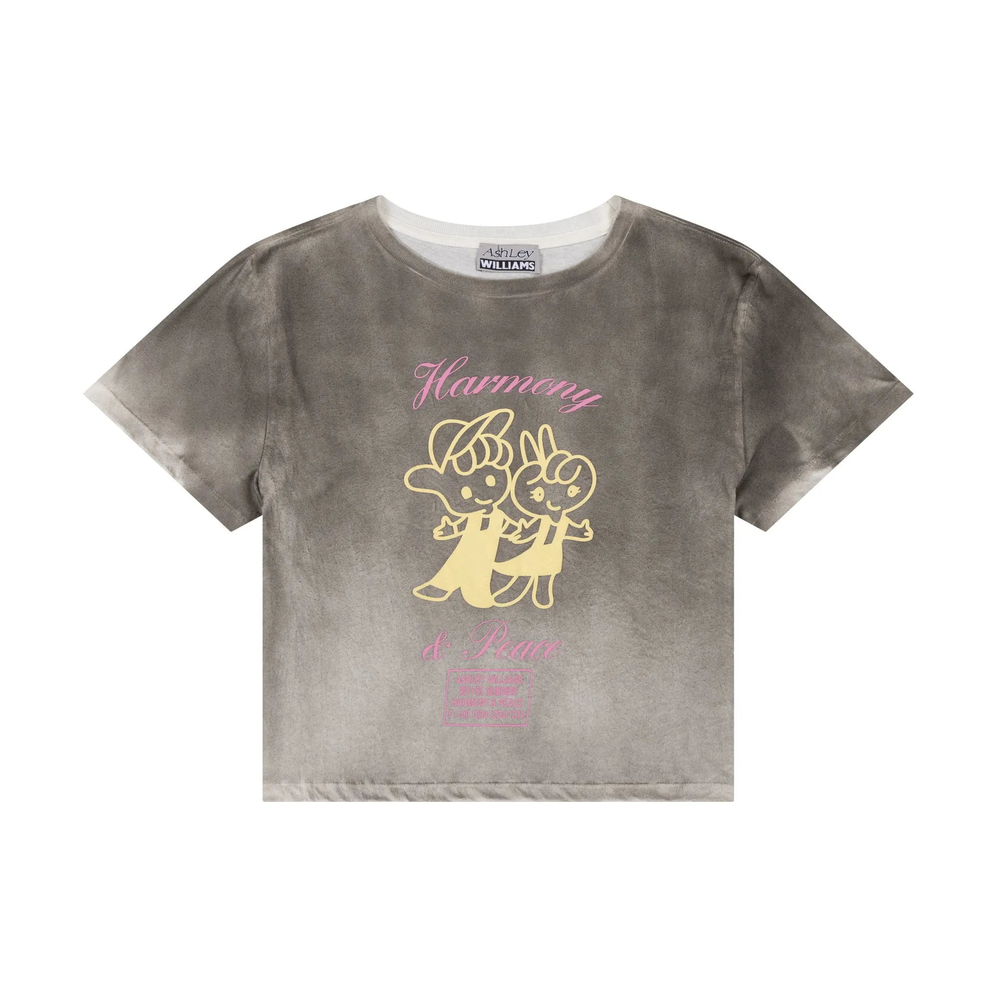 HARMONY & PEACE CROPPED T-SHIRT - WASHED GREY sold by Ashley Williams