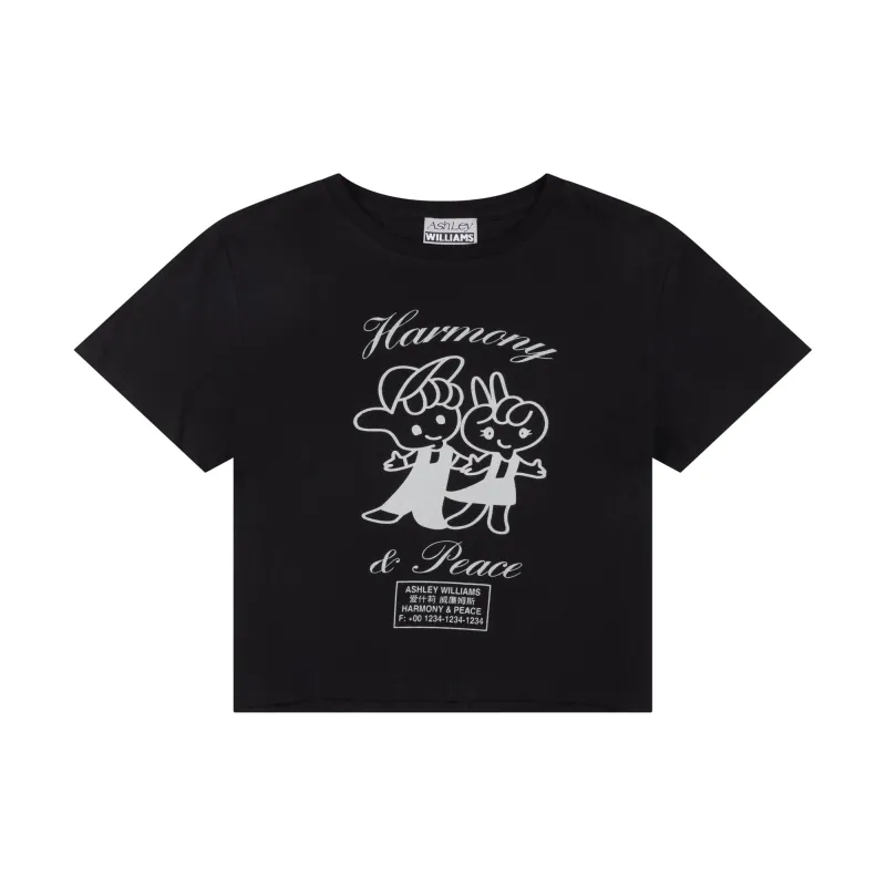 HARMONY & PEACE CROPPED T-SHIRT - BLACK sold by Ashley Williams