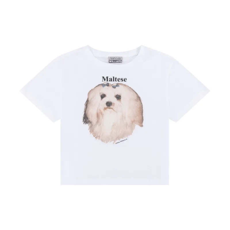 MALTESE CROPPED T-SHIRT - WHITE sold by Ashley Williams