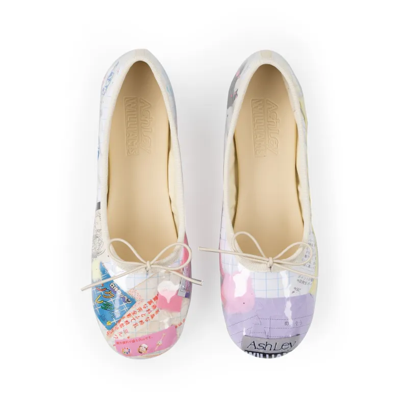 BLUE GRID TRASH MELODY FLATS made by Ashley Williams