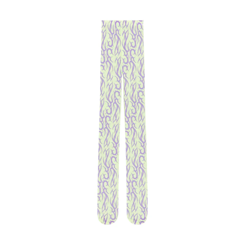 GREEN AND LILAC TATTOO TIGHTS sold by Ashley Williams product image thumbnail 2