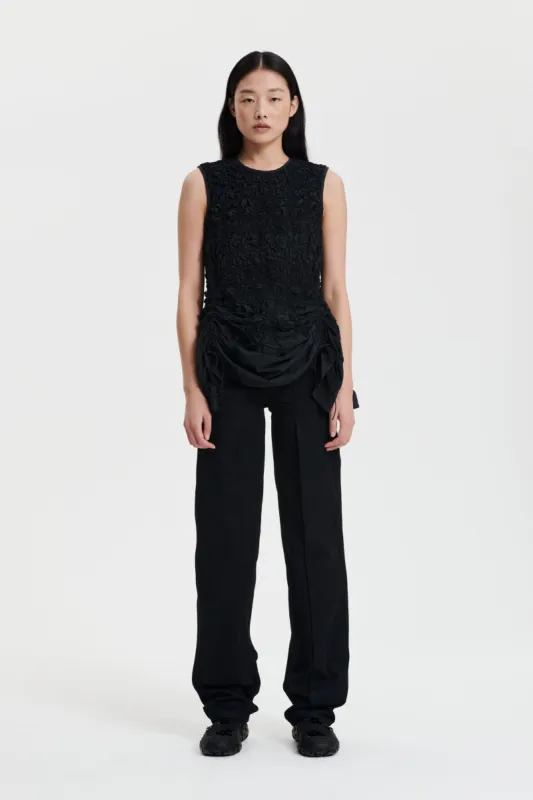 UNIKA | TOP PANSY SMOCK FAILLE BLACK made by Cecilie Bahnsen