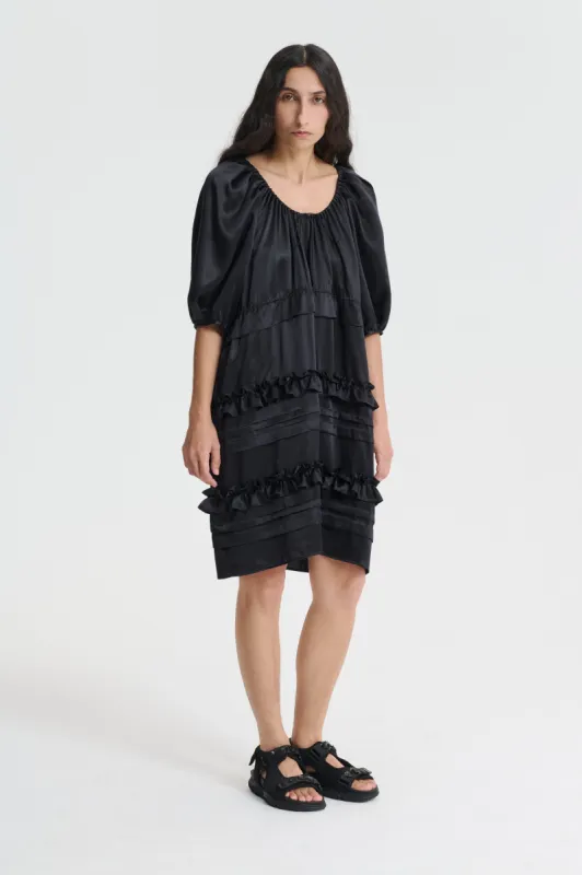AURELIA | DRESS SILK SATIN BLACK made by Cecilie Bahnsen
