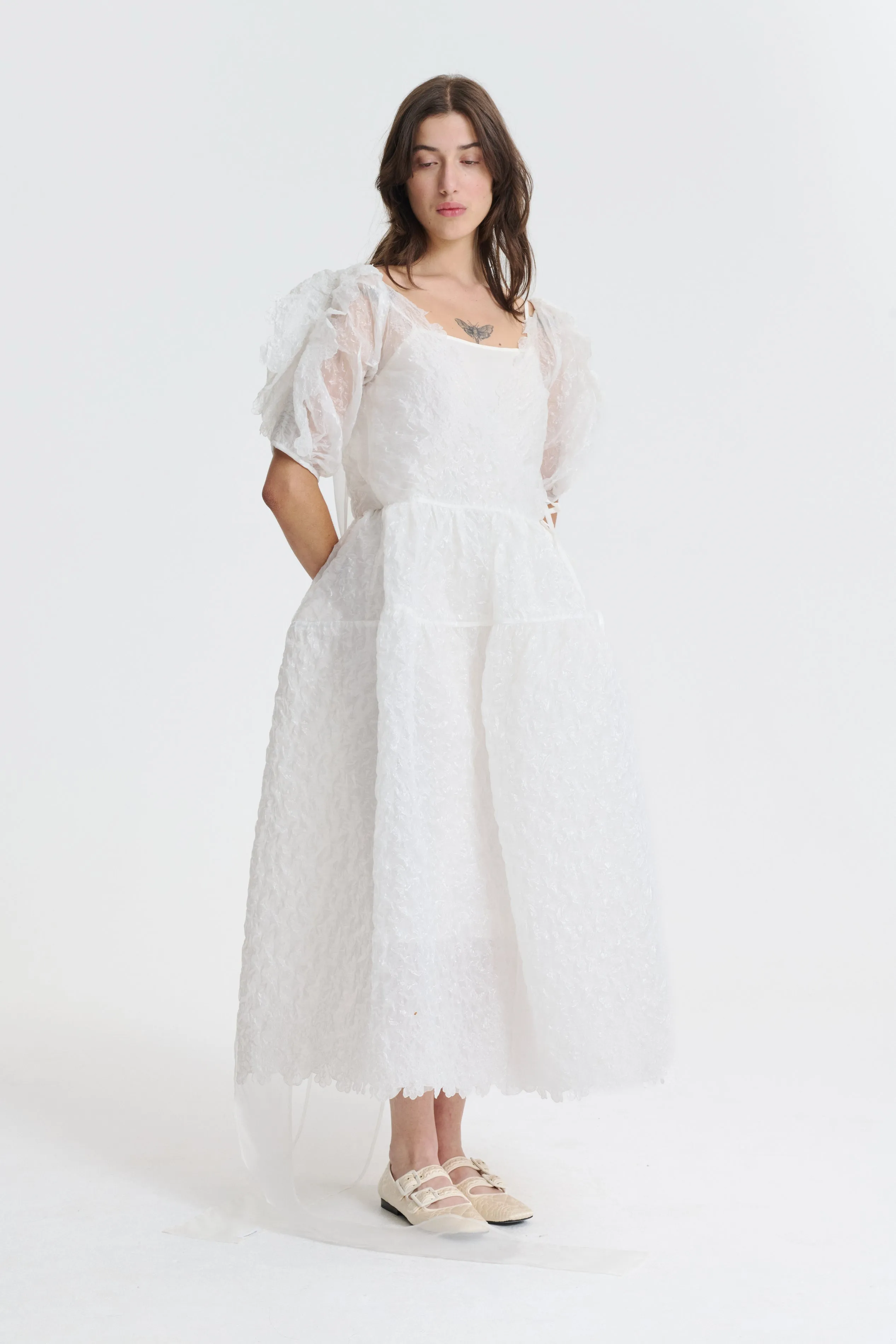 KLARA | DRESS EMB. HAZE MATELASS» WHITE sold by Cecilie Bahnsen product image thumbnail 3