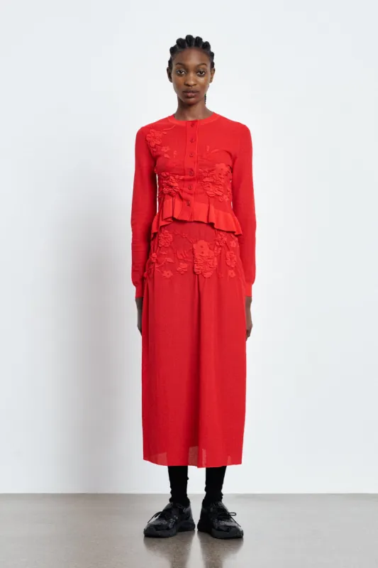 VILLA | SKIRT COLETTE SMOCK KNIT RED/RED sold by Cecilie Bahnsen