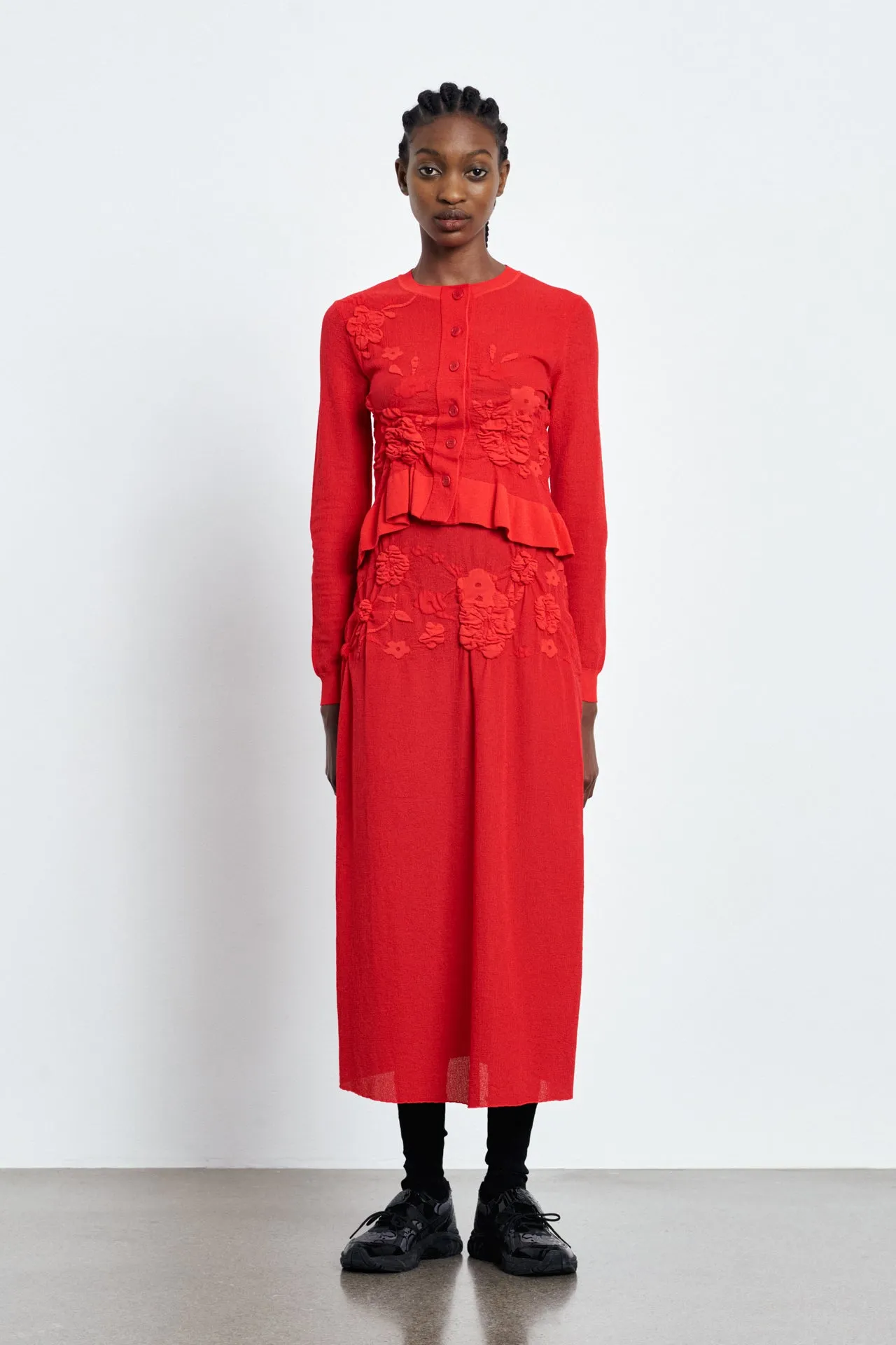 VILLA | SKIRT COLETTE SMOCK KNIT RED/RED sold by Cecilie Bahnsen