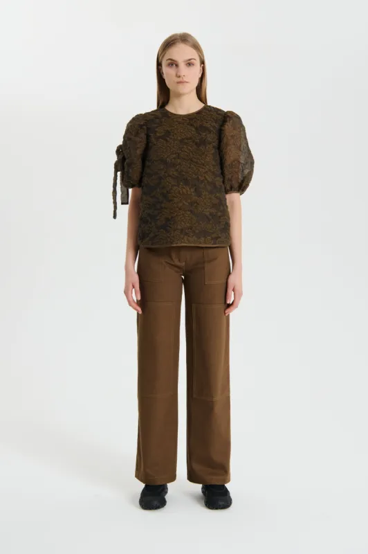 FANCHETTE | TOP POSY MATELASSÉ BROWN made by Cecilie Bahnsen