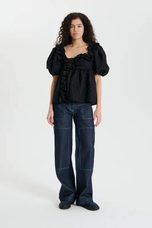 ORIANA | TOP FLURRY MATELASSE BLACK sold by Cecilie Bahnsen