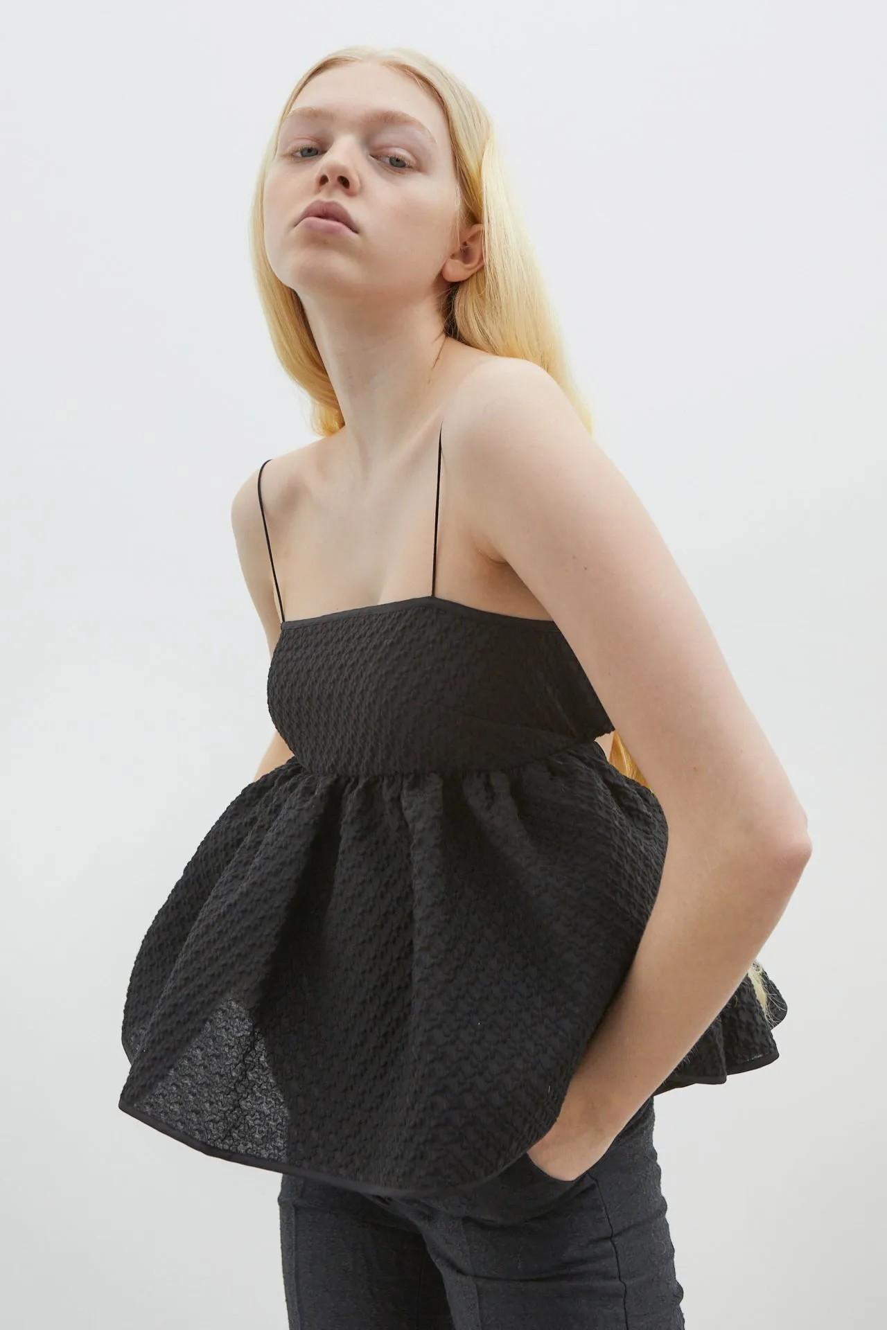 SELENA | TOP BLOSSOM MATELASS… BLACK sold by Cecilie Bahnsen