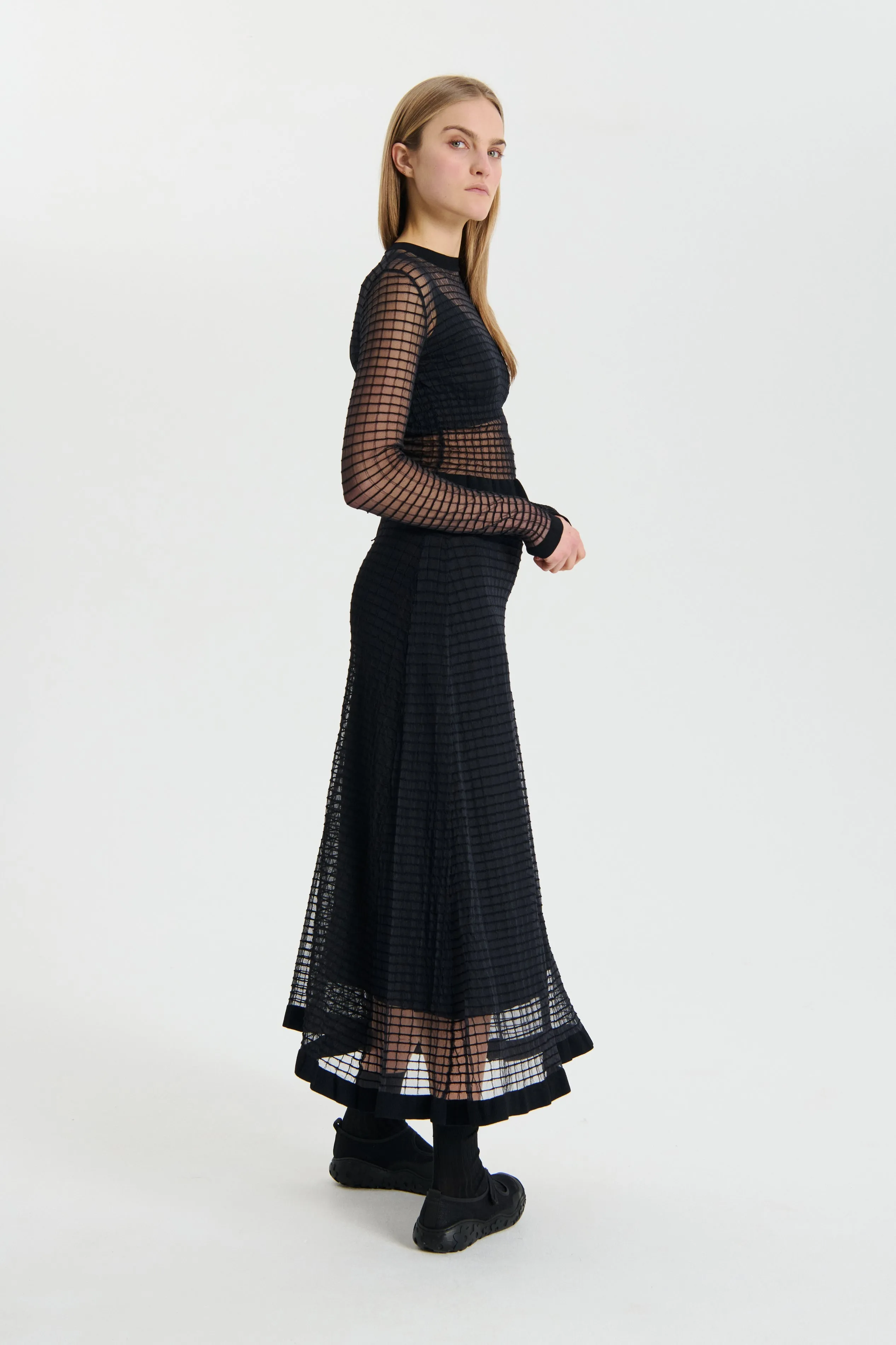 GEMMA | SKIRT MATISSE SHEER GRID BLACK sold by Cecilie Bahnsen product image thumbnail 2