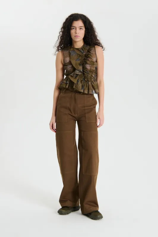 GEO | TOP GINGHAM JACQUARD BROWN sold by Cecilie Bahnsen