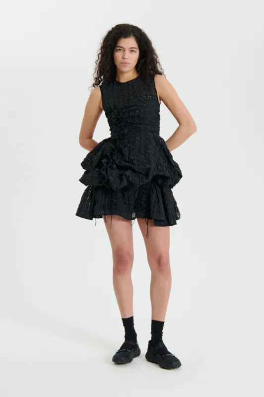 GIANNA | TOP CHECK SEERSUCKER BLACK sold by Cecilie Bahnsen