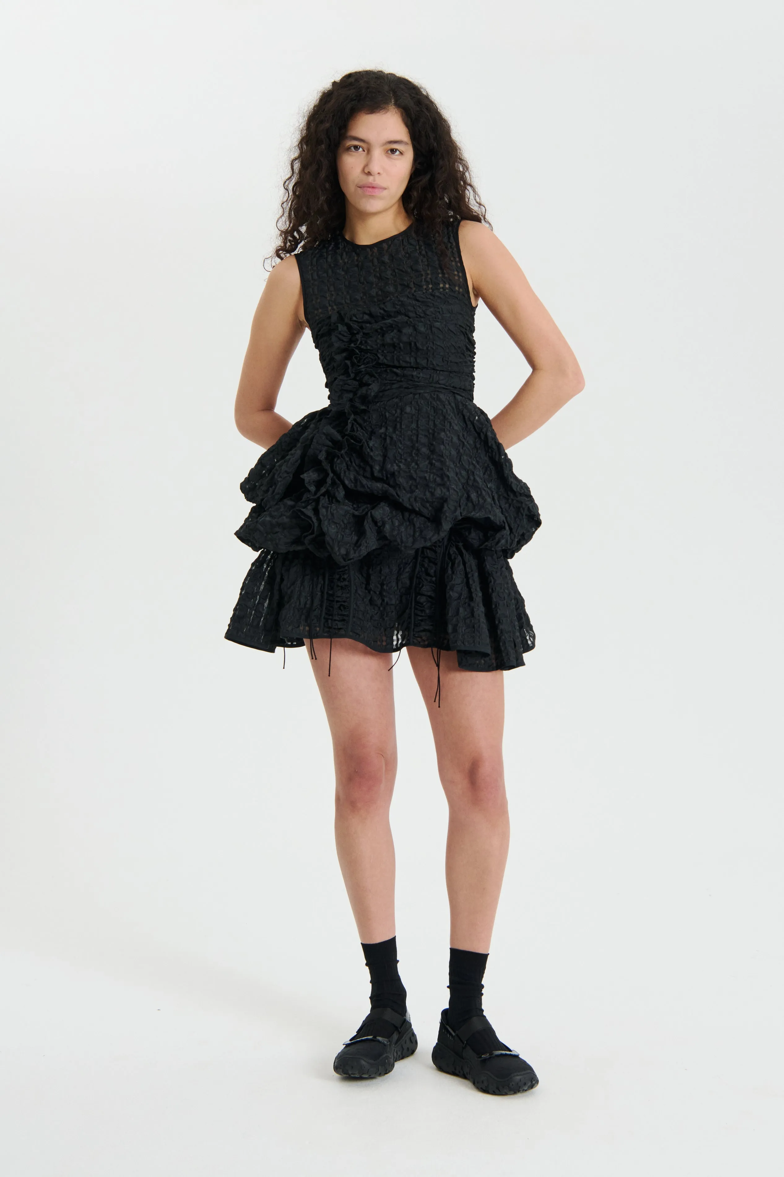 GIANNA | TOP CHECK SEERSUCKER BLACK sold by Cecilie Bahnsen