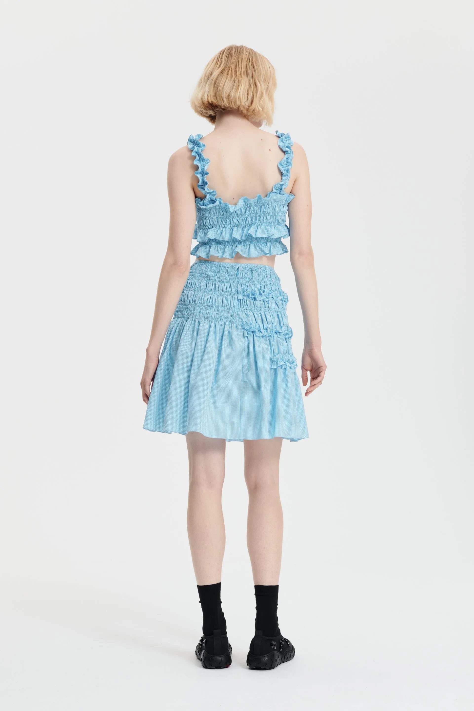 GIULIA | SKIRT GINGHAM COTTON LIGHT BLUE / WHITE sold by Cecilie Bahnsen product image thumbnail 2