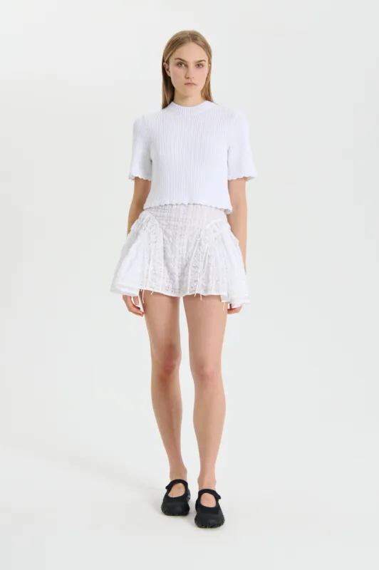 ODA | SKIRT CHECK SEERSUCKER WHITE made by Cecilie Bahnsen