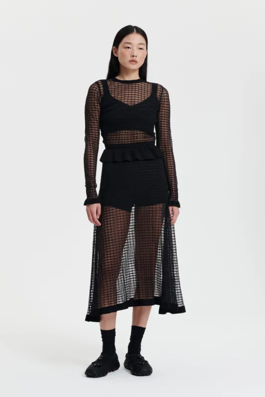 GRO | TOP MATISSE SHEER GRID BLACK made by Cecilie Bahnsen