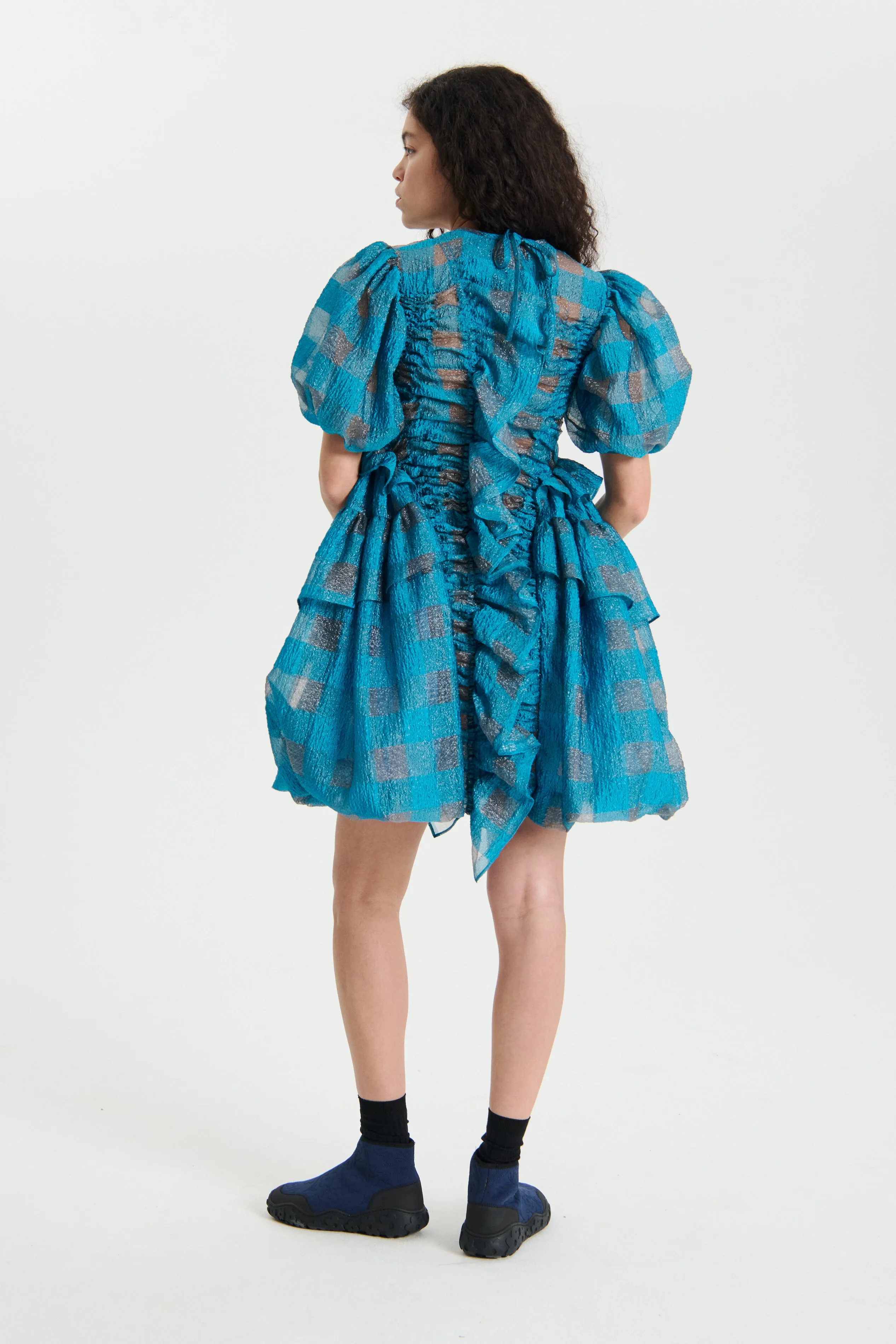 OLENA | DRESS GINGHAM JACQUARD TURQUOISE sold by Cecilie Bahnsen product image thumbnail 2