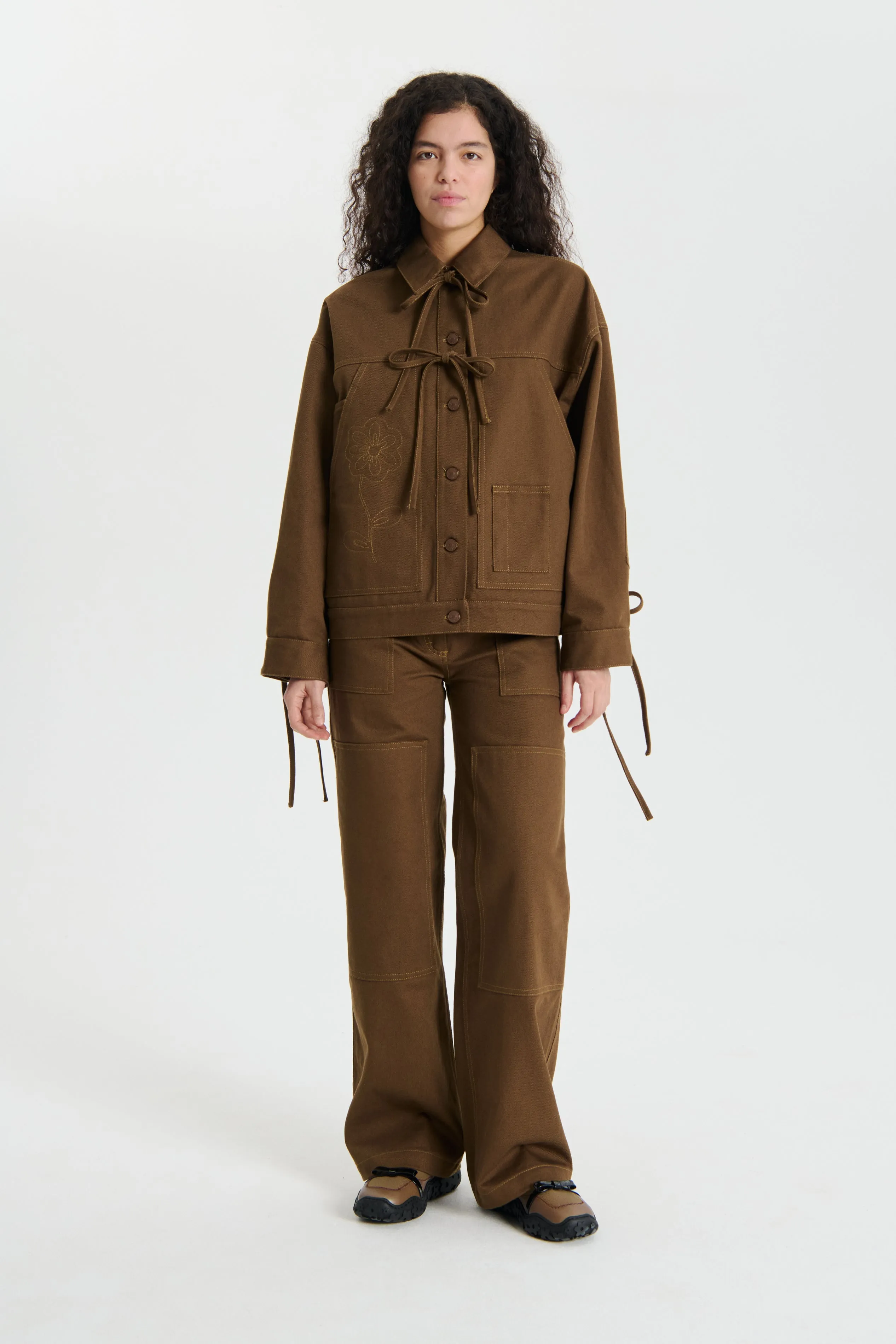 【関税込み】Cecilie Bahnsen ブラウン Olga デニムジャケット Cecilie Bahnsen Brown Olga Denim Jacket Cecilie Bahnsen