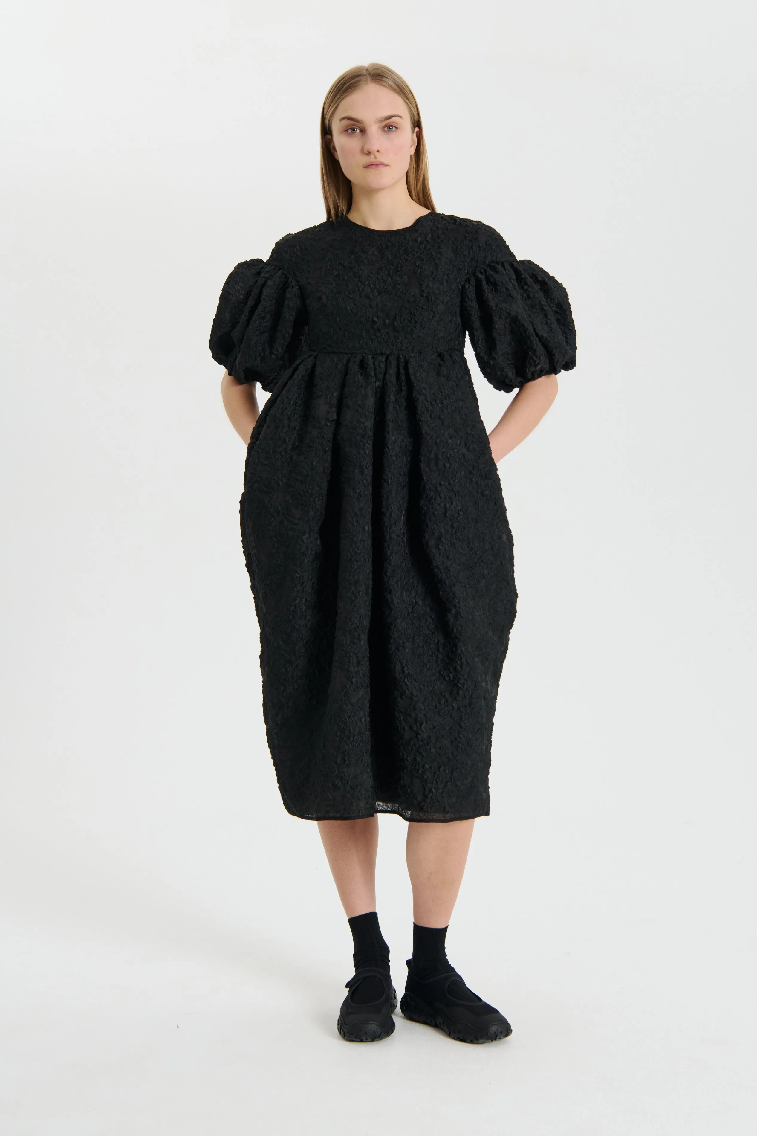 JEANNE | DRESS GRASMERE MATELASSÉ BLACK sold by Cecilie Bahnsen