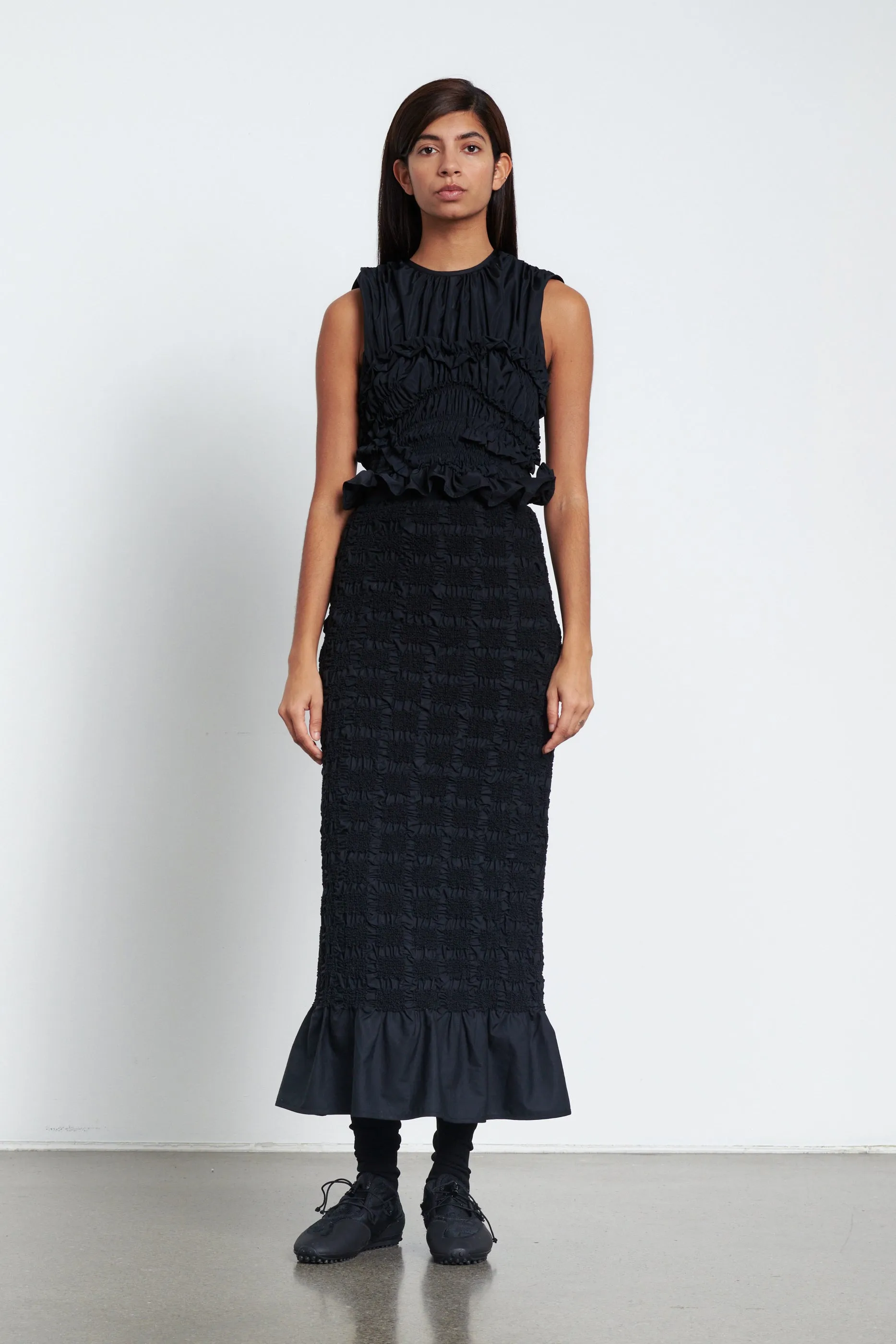 UPHI | TOP RECYCLED FAILLE BLACK sold by Cecilie Bahnsen