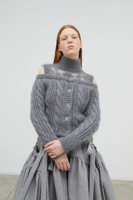 GIA | CARDIGAN CABLE MOHAIR GREY made by Cecilie Bahnsen