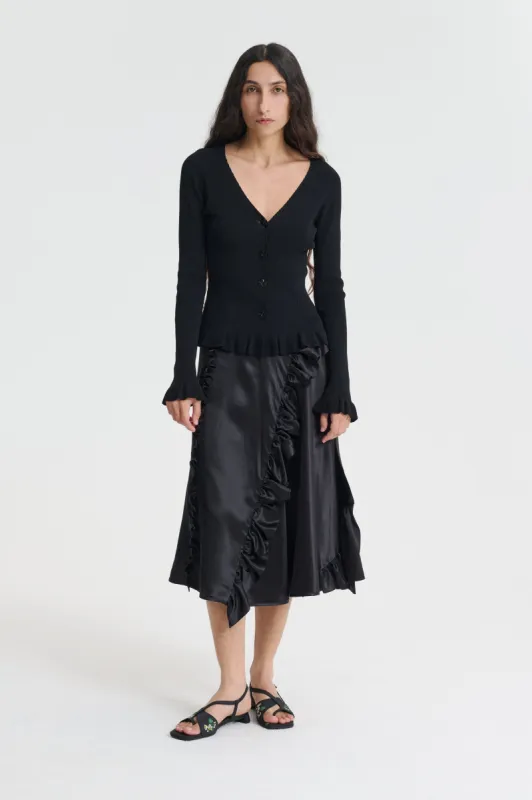 CASSIA | CARDIGAN SEAMLESS BLACK made by Cecilie Bahnsen