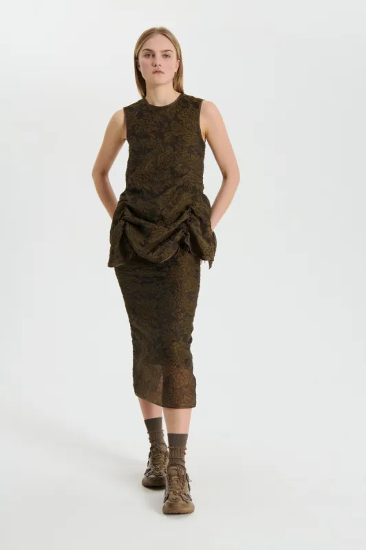 UKA | SKIRT POSY MATELASSÉ BROWN made by Cecilie Bahnsen