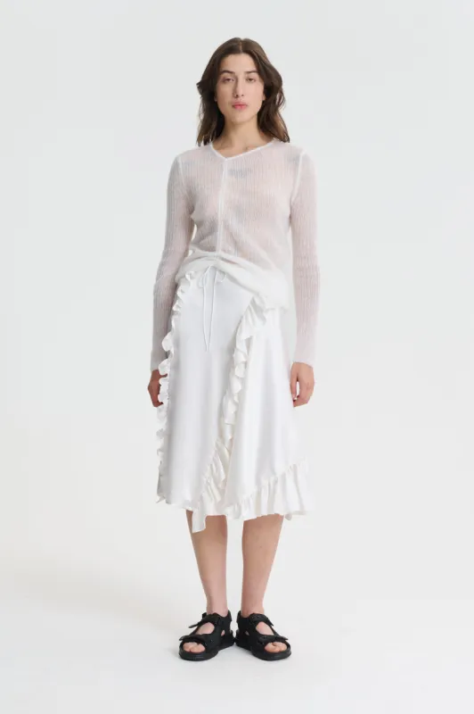 ADELINA | SKIRT SILK SATIN WHITE sold by Cecilie Bahnsen