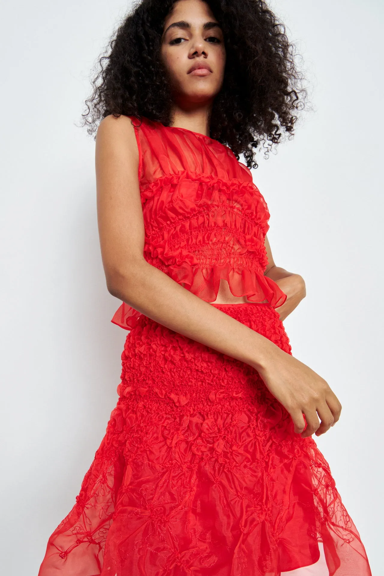 VIDA | SKIRT PANSY SMOCK ORGANZA RED sold by Cecilie Bahnsen product image thumbnail 3
