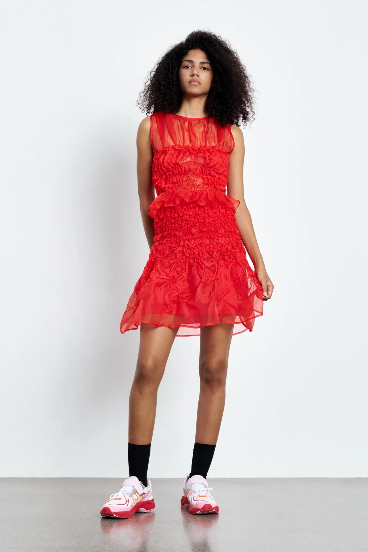VIDA | SKIRT PANSY SMOCK ORGANZA RED sold by Cecilie Bahnsen