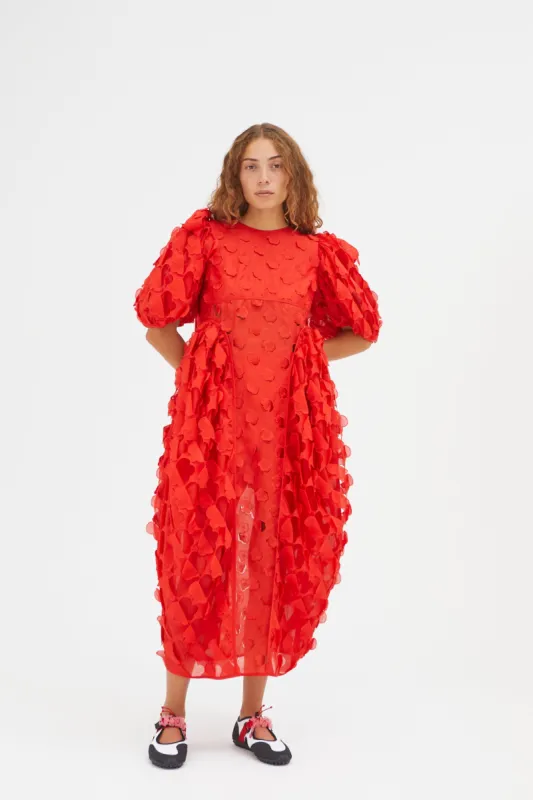 FINNEGAN | DRESS CAMELLIA PUZZLE POPPY RED made by Cecilie Bahnsen