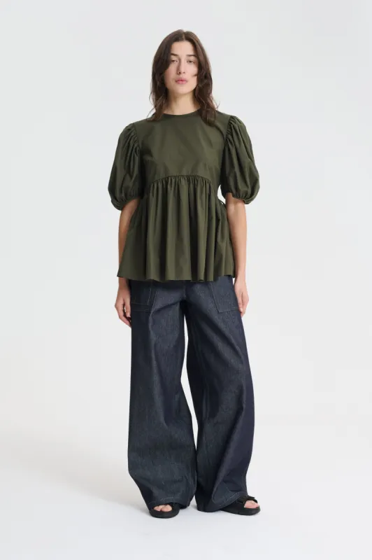 ANISHA | TOP COTTON PINE GREEN sold by Cecilie Bahnsen