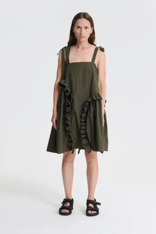 AGATA | DRESS COTTON PINE GREEN sold by Cecilie Bahnsen