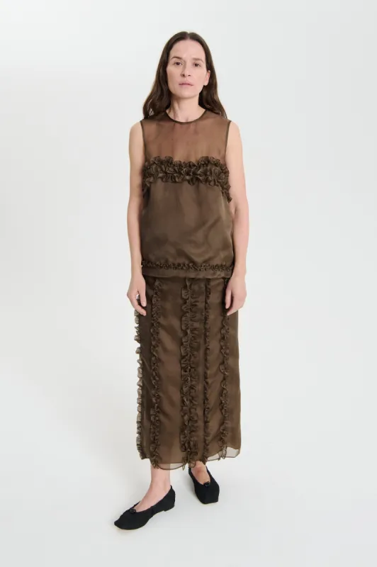 OCEAN | SKIRT SATIN ORGANZA BROWN sold by Cecilie Bahnsen