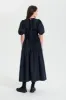 OMARA | DRESS RECYCLED FAILLE NAVY sold by Cecilie Bahnsen