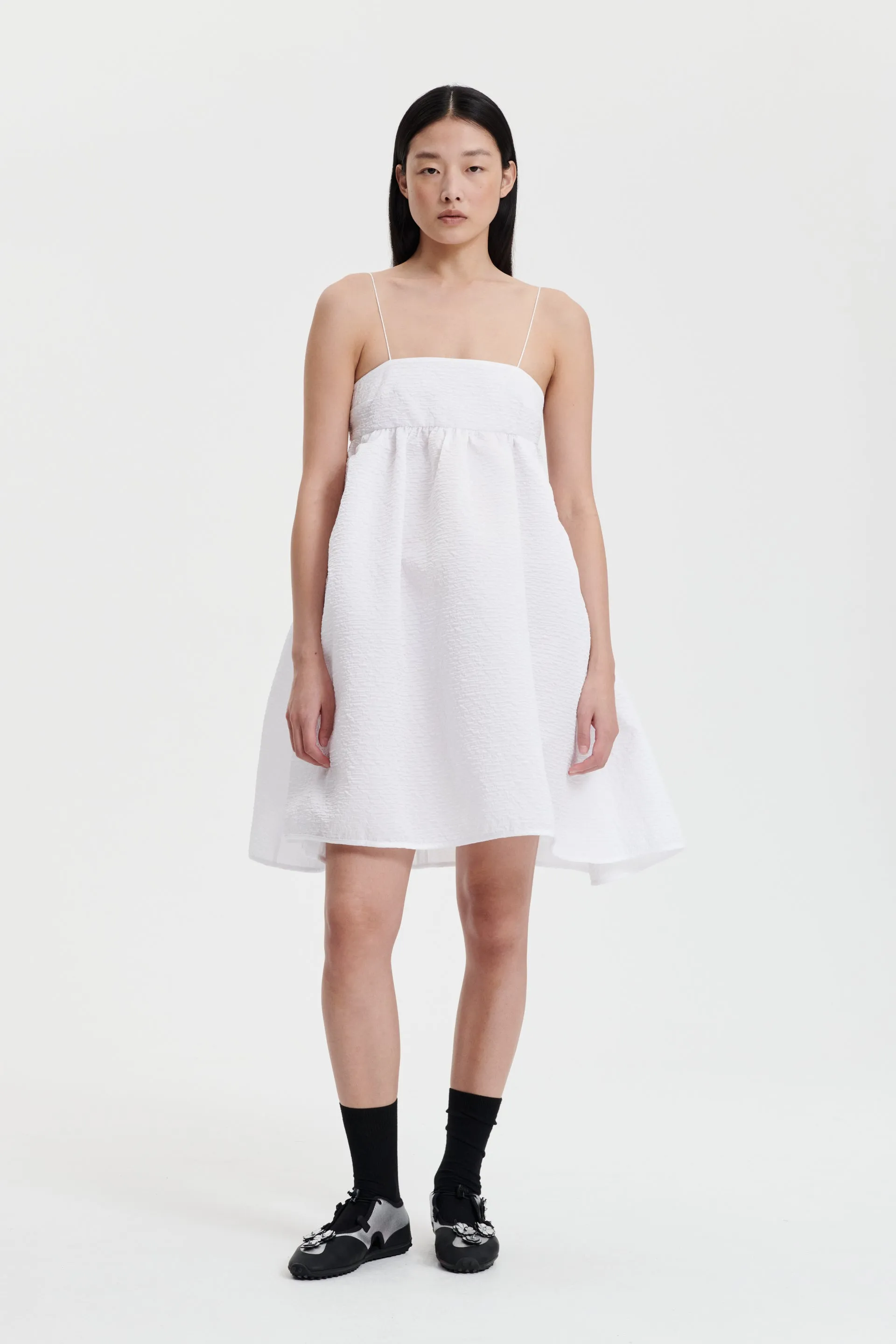 LISBETH | DRESS STRIA MATELASSE WHITE sold by Cecilie Bahnsen