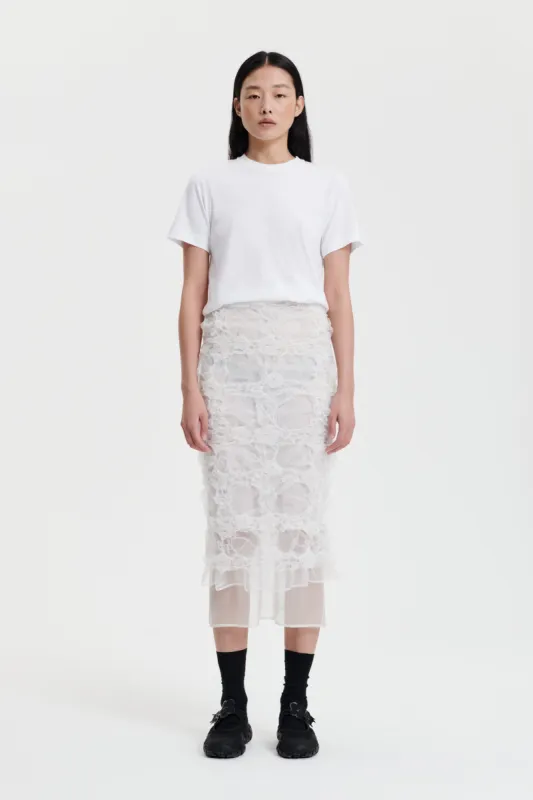 GLENDA | SKIRT SMOCK VIOLA GRID WHITE made by Cecilie Bahnsen