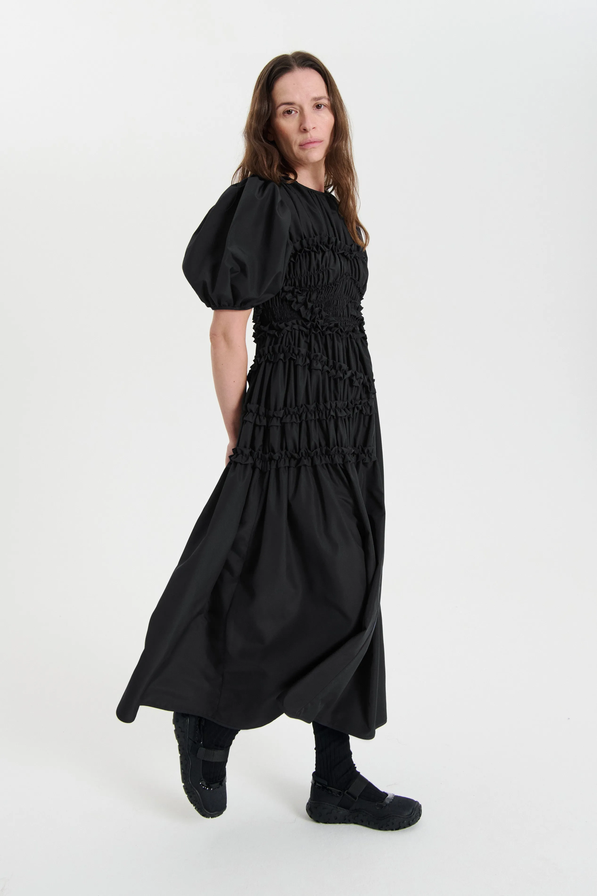 OMARA | DRESS RECYCLED FAILLE BLACK sold by Cecilie Bahnsen product image thumbnail 4
