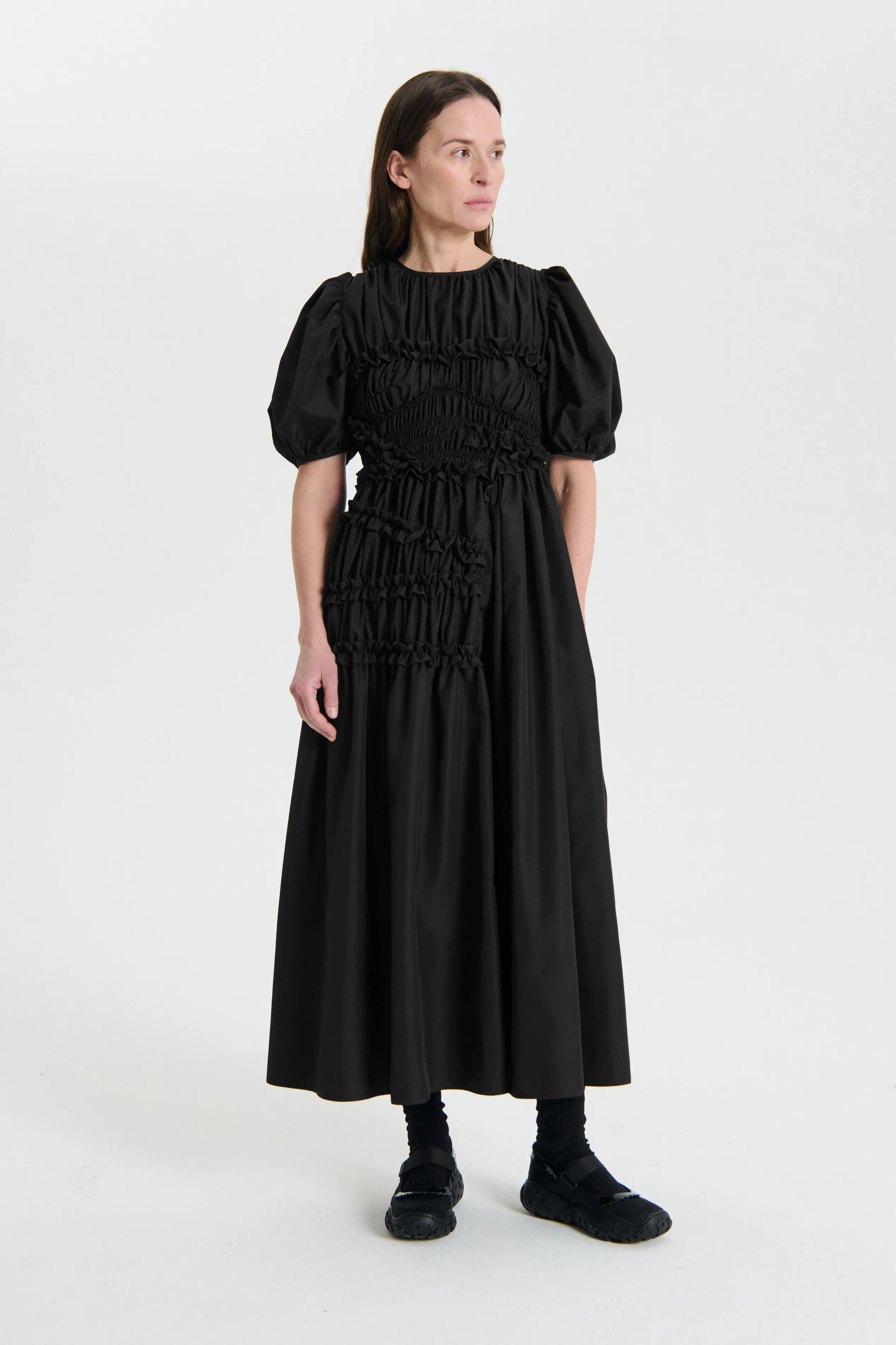 OMARA | DRESS RECYCLED FAILLE BLACK sold by Cecilie Bahnsen