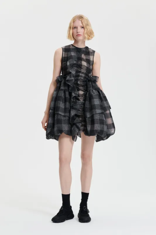 GISELLE | DRESS GINGHAM JACQUARD BLACK made by Cecilie Bahnsen