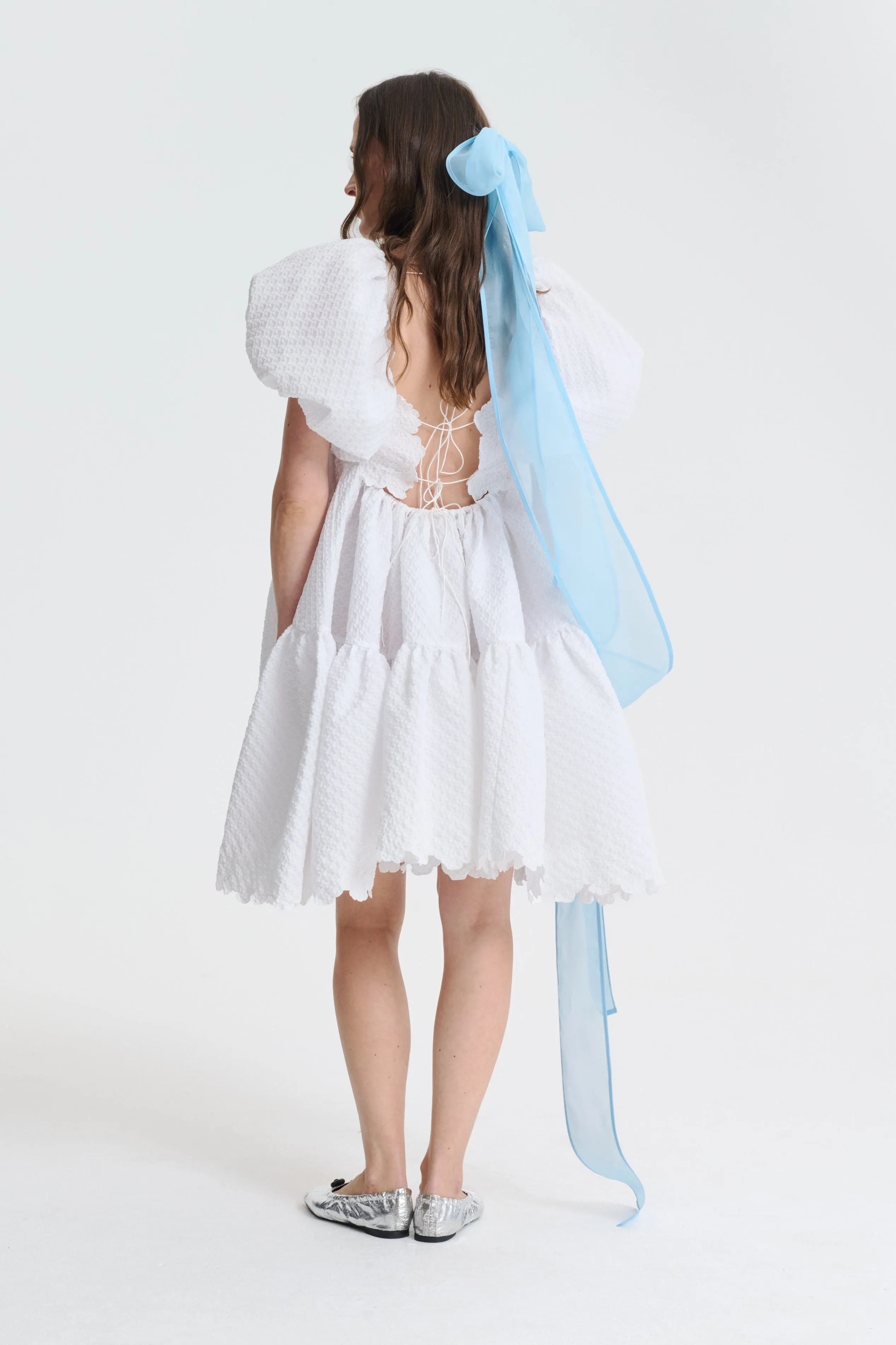 RONJA | DRESS EMB. BLOSSOM MATELASSÉ WHITE sold by Cecilie Bahnsen product image thumbnail 2