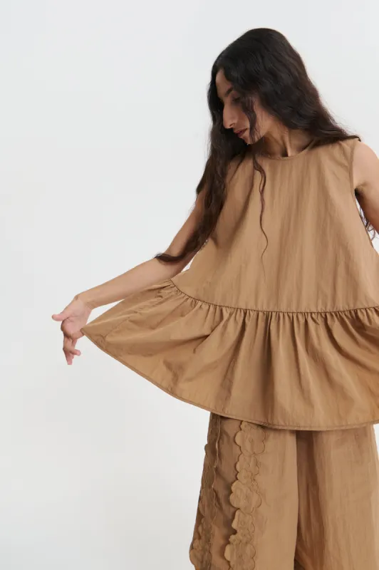ASTA | TOP RECYCLED TAFFETA CHESTNUT sold by Cecilie Bahnsen